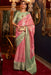 Designer Party Wear Zari & Woven Soft Silk Pink Color Saree And Pista Color Blouse Material. Apparel & Accessories Roopkashish 