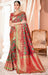 Traditional Designer Party Wear Multicolour Soft Silk Weaving Saree With Red Embroidery Double Blouse Material Roopkashish 