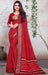 Designer Party Wear Red Georgette Printed Saree With Zari Border And Red Blouse Material Roopkashish 
