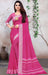Designer Party Wear Pink Georgette Printed Saree With Zari Border And Pink Blouse Material Roopkashish 