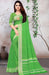 Designer Party Wear Georgette Printed Green Saree With Zari Border With Green Blouse Material Roopkashish 