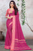 Designer Party Wear Rani Georgette Printed Saree With Zari Border And Pink Blouse Material Roopkashish 