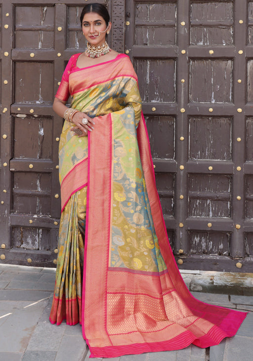 Designer Party Wear Weaving Silk Saree With Pink Blouse. Apparel & Accessories Roopkashish 