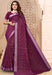 Linen Silver Zari Border Saree In Purple Colour With Digital Print And Blouse Material. Apparel & Accessories Roopkashish 