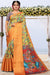 Designer Party Wear Digital Print MultiColor Khadi Saree With Jacquard Border And Khadi MultiColor Blouse Material. Apparel & Accessories Roopkashish 