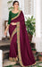 Traditional Designer Party Wear Purple Color Vichitra Silk Saree With Embroidery Border Tassal Pallu And Green Color Embroidery Blouse Piece. Apparel & Accessories Roopkashish 