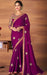 Traditional Designer Party Wear Embroidered Georgette Purple Silk Saree With Purple Net, Dupion Silk Blouse Roopkashish 
