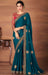 Traditional Designer Party Wear Embroidered Georgette Blue Silk Saree With Pink Net, Dupion Silk Blouse Roopkashish 