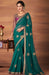 Traditional Designer Party Wear Embroidered Georgette Green Silk Saree With Purple Net, Dupion Silk Blouse Roopkashish 