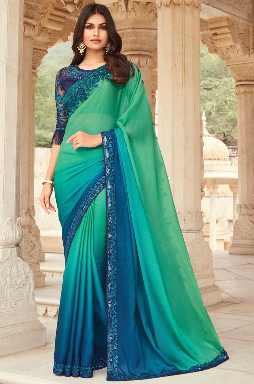 Traditional Designer Party WearMulti Colour Georgette Saree With Sequance Work Border. Apparel & Accessories Roopkashish 