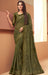 Traditional Designer Party Wear Embroidered Dark Olive Colour Georgette Silk Saree . Apparel & Accessories Roopkashish 