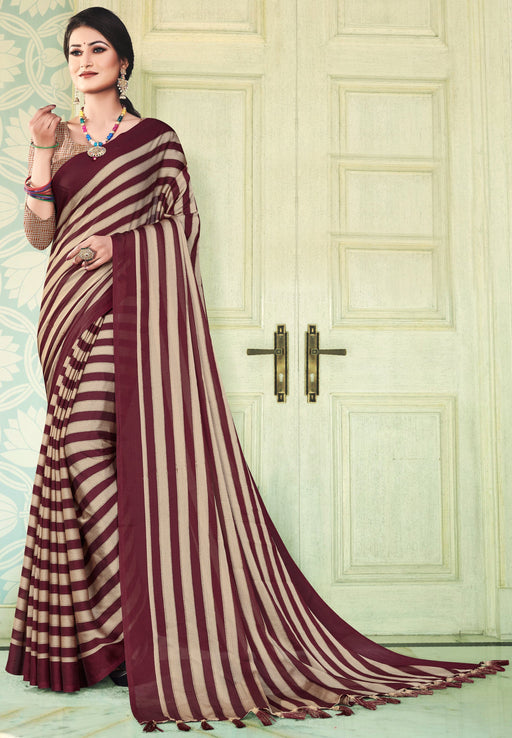 Mosh Chiffon Multicolor Printed Saree With Tassal Pallu And Multicolor Dupion Blouse Material. Apparel & Accessories Roopkashish 