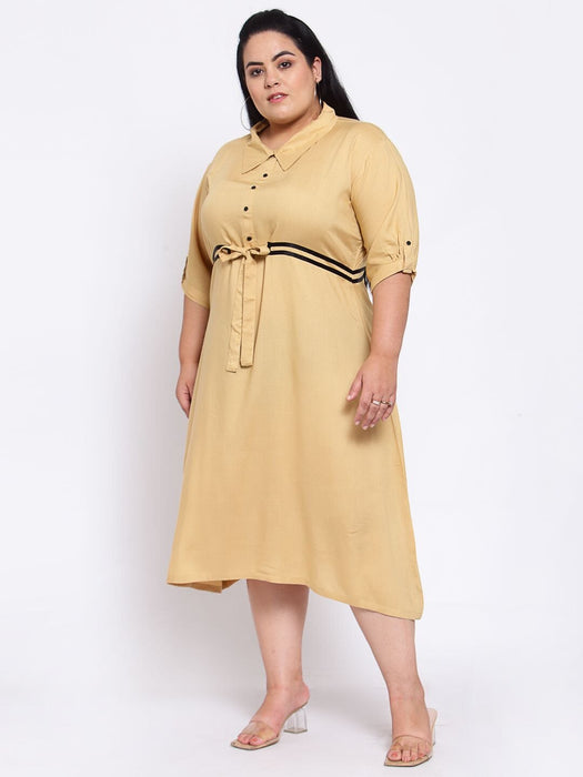 FAZZN Plus Size Beige Colour Half Sleeves Dress Dresses Haul Chic 