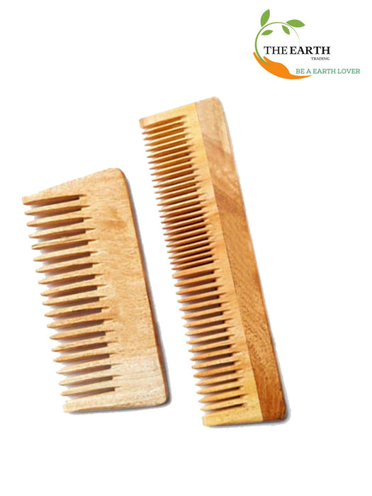 The Earth Trading Pure Kacchi Neem Wood Comb Pack Combo -02 (Pack of 2) Neem Wood Comb The Earth Trading & Consulting Company 