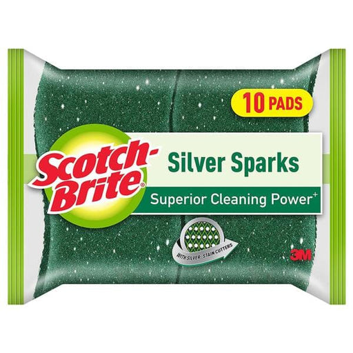 Scotch Brite Silver Sparks Scrub Pad 10 Pads Household Cleaning Products LivySeller 