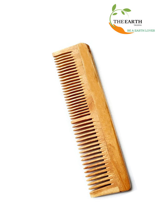 The Earth Trading Pure Kacchi Neem Wood Comb Regular Double Teeth Comb The Earth Trading 