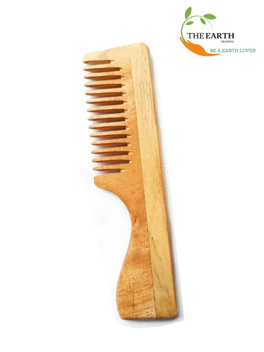 The Earth Trading Pure Kacchi Neem Wood Handle Comb Wide Comb The Earth Trading 