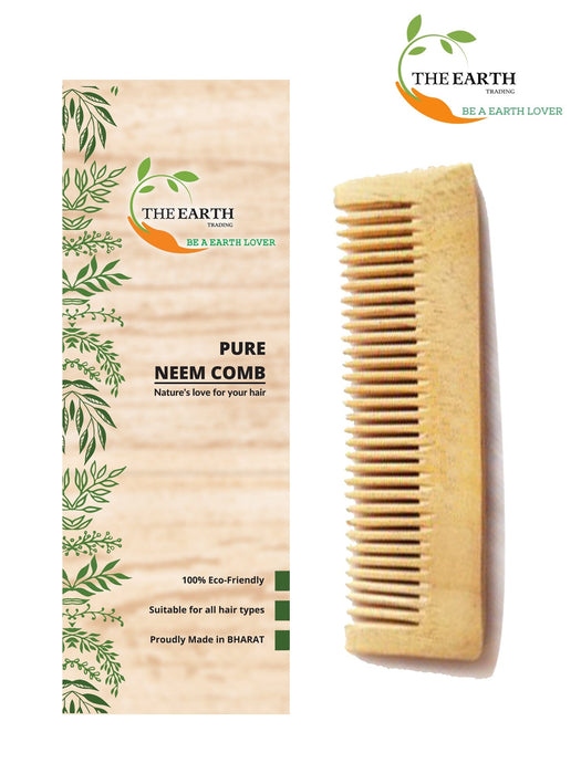 The Earth Trading Pure Kacchi Neem Wood Pocket Size Comb Comb The Earth Trading 