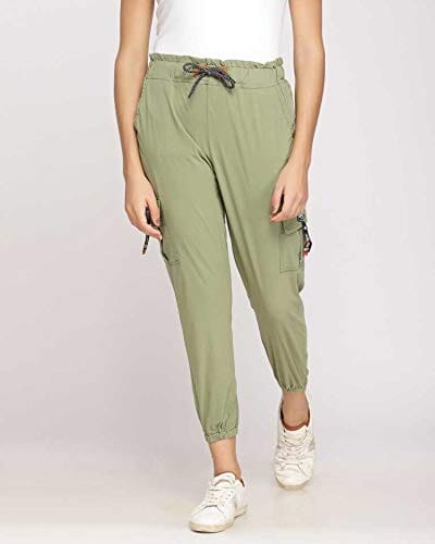 Women Stylish Cargo Pant For Women Apparel & Accessories VK Enterprises 28 Green Cotton Lycra