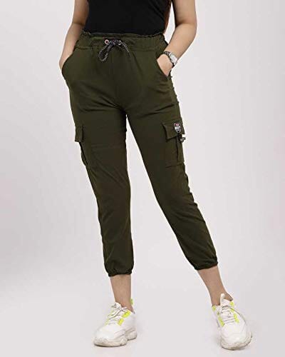 Women Stylish Cargo Pant For Women Apparel & Accessories VK Enterprises 28 Olive Cotton Lycra