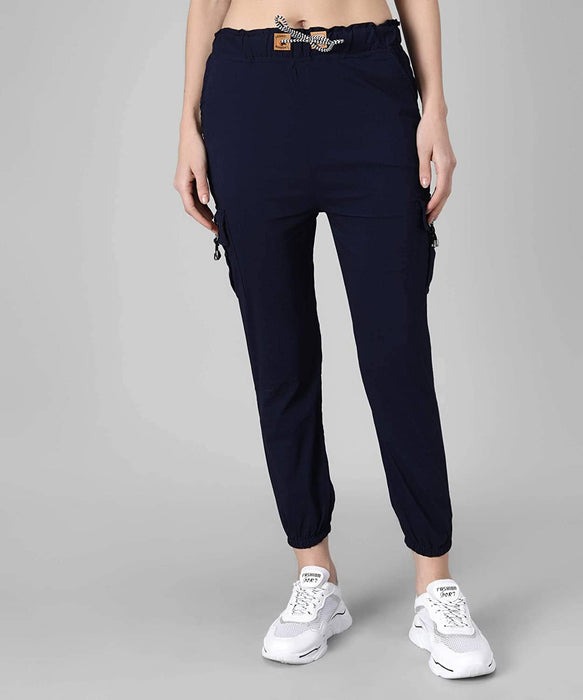 Women Stylish Cargo Pant For Women Apparel & Accessories VK Enterprises 28 Navy Blue Cotton Lycra