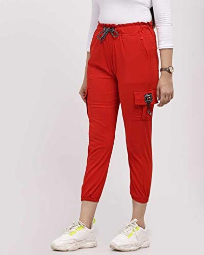 Women Stylish Cargo Pant For Women Apparel & Accessories VK Enterprises 28 Red Cotton Lycra