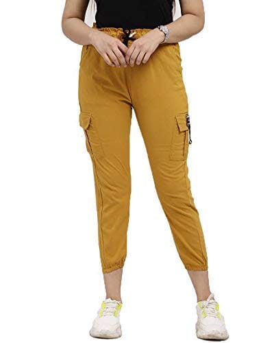 Women Stylish Cargo Pant For Women Apparel & Accessories VK Enterprises 28 Yellow Cotton Lycra