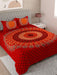 UniqChoice Red Color 100% Cotton Badmeri Printed King Size Bedsheet With 2 Pillow Cover(D-1010NRed) MyUniqchoice 