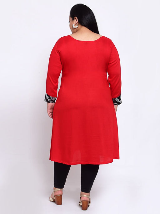FAZZN Plus Size Rayon Red Colour Straight Kurti Dresses Fazzn 