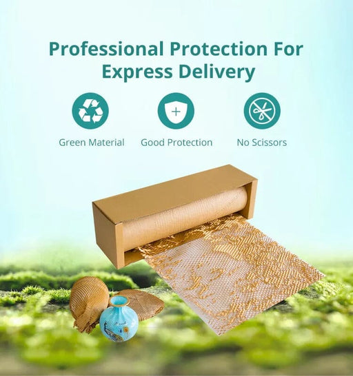 Ecosattva GreenWrap Roll + Dispenser Box | 500 mm x 80 meters Roll (Expandable up-to 70%), Replacement for Plastic Bubble Wrap, Pack of 1 Table Tape Ecosattva 