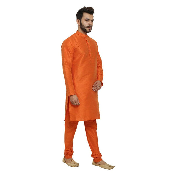 AAZ WEAR Traditional Kurta Pyjama Set for Men Ethnic Wear for Men Wedding /Pooja Occasion or Regular Use Kurta Set DARK ORANGE Men Indo-Western with Dhoti Pant AROSE ENTERPRISES 