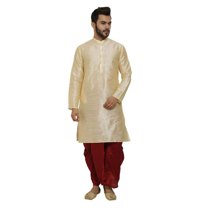 AAZ WEAR Traditional Kurta Dhoti Set for Men Ethnic Wear for Men Wedding /Pooja Occasion or Regular Use Kurta Set GOLD-MEHROON Men Indo-Western with Dhoti Pant AROSE ENTERPRISES 