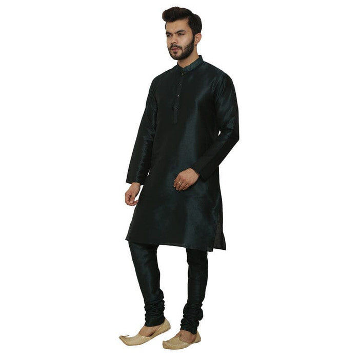 AAZ WEAR Traditional Kurta Pyjama Set for Men Ethnic Wear for Men Wedding /Pooja Occasion or Regular Use Kurta Set BOTTLE GREEN Men Indo-Western with Dhoti Pant AROSE ENTERPRISES 
