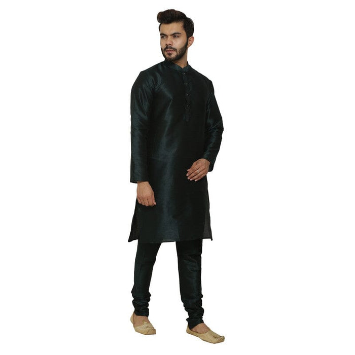 AAZ WEAR Traditional Kurta Pyjama Set for Men Ethnic Wear for Men Wedding /Pooja Occasion or Regular Use Kurta Set BOTTLE GREEN Men Indo-Western with Dhoti Pant AROSE ENTERPRISES 