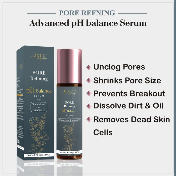 LUXURI Pore Redefining Serum; pH Balancer For Black Heads, Pimples, Men & Women Both- 50ml Face serum Zenvista 