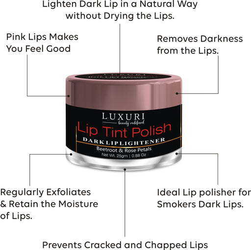 LUXURI Lip Tint Polish For Dark Lips Men & Women Both -25gm lip care Zenvista Meditech Pvt. Ltd. 