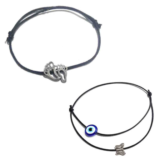 GURJARI JEWELLERS Adjustable Black Thread Anklet with Oxidised Hanging for Girls (Feet + Buterfly Combo)/nazariya anklet Apparel & Accessories Gujari Jewellers 