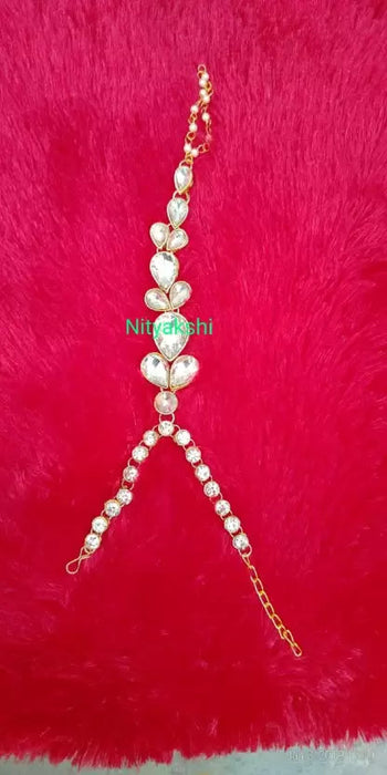 Nityakshi Stone, Alloy, Metal Cubic Zirconia, Crystal Gold-plated Ring Bracelet Ring Bracelet Nityakshi Creations 
