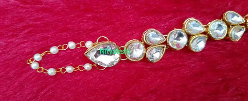 Nityakshi Stone, Alloy, Metal Cubic Zirconia, Crystal Gold-plated Ring Bracelet Ring Bracelet Nityakshi Creations 