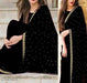 Women's Georgette Embroidery Border Moti Work Saree with Blouse Piece SAREE Nena Fashion BLACK 