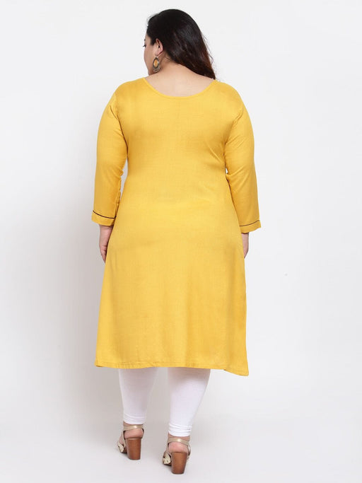 FAZZN Plus Size Rayon Yellow Colour Straight Kurti Dresses Fazzn 