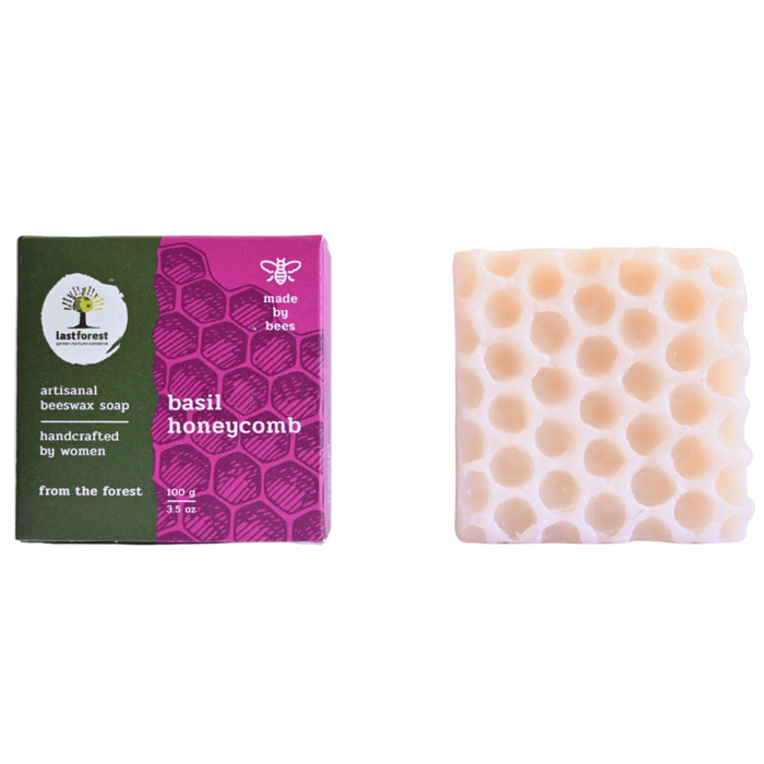 Last Forest Artisanal, Handmade Beeswax Honeycomb Soap 100gms Basil Skin Care Ecosattvastore 