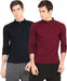 Ap'pulse Solid Men High Neck Black, Maroon T-Shirt (Pack of 2) T-Shirt sandeep anand 