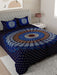 UniqChoice Blue Color 100% Cotton Badmeri Printed King Size Bedsheet With 2 Pillow Cover(D-1010NBlue) MyUniqchoice 