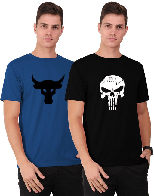 THE BLAZZE Men's Cotton Round Neck T-Shirts for Men(Combo_01 Pattern: Chest Printed Combo: Pack of 2) t-shirt JOTHI TEXTILES 