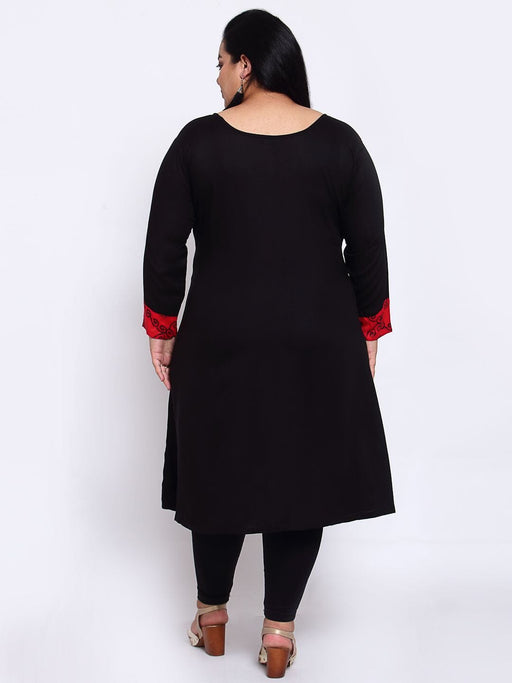 FAZZN Plus Size Rayon Black Colour Straight Kurti Dresses Fazzn 