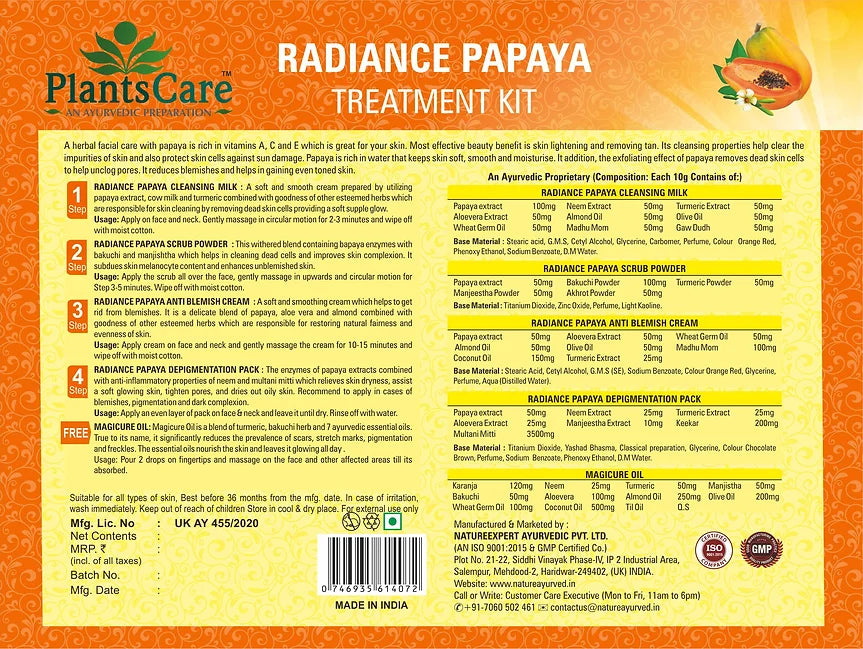 RADIANCE PAPAYA TREATMENT KIT 160g + 65ml Facial Kit Nature Expert Ayurvedic Pvt Ltd 