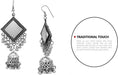 Nityakshi Women's Girl's Silver mirror Oxidized Silver German Silver Jhumki Earring Earrings Nityakshi Creations 