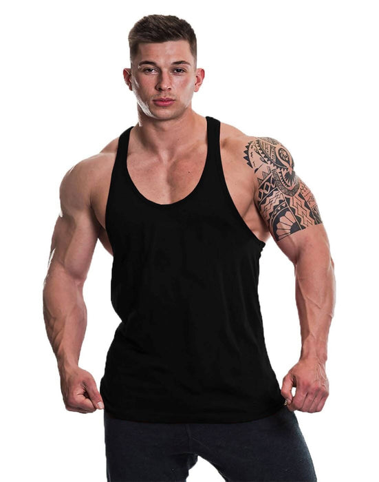 THE BLAZZE Men's Gym Vest Stringer Tank Tops For Men Gym Vest JOTHI TEXTILES S Black 