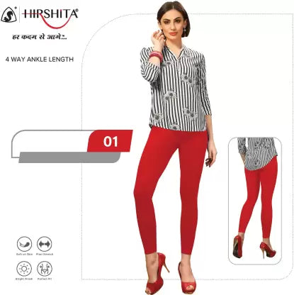 HIRSHITA Footed Ethnic Wear Legging (Red, Solid) Apparel & Accessories Bhagia Textile 